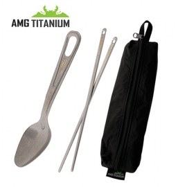 AMG 티타늄 티탄 수저 젓가락세트 / 수저케이스 백패킹 캠핑용품