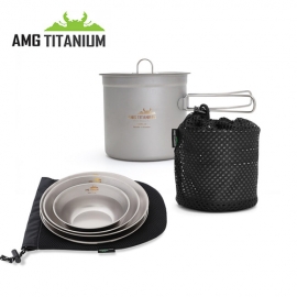 AMG 티타늄 코펠(1L/케이스포함) 신형 접시(4ps/케이스포함) SET / 캠핑 백패킹